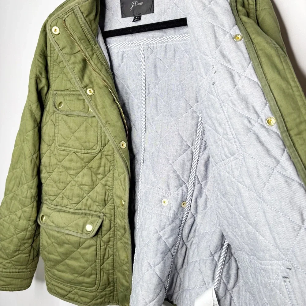 J. Crew Quilted Utility Jacket in Olive Green